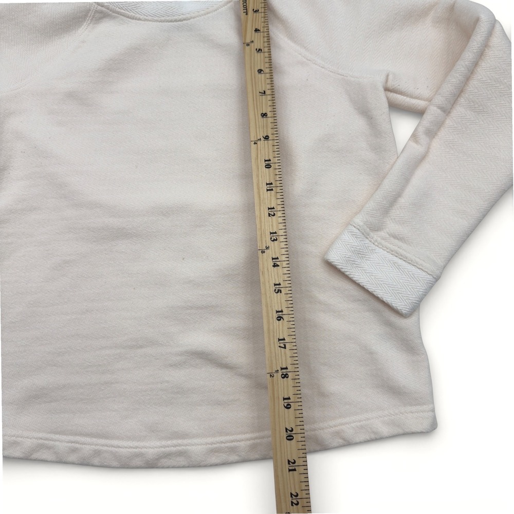 Orvis Womens XS Cream Herringbone Textured 100% Cotton Raglan Sweatshirt Preppy - Picture 8 of 10